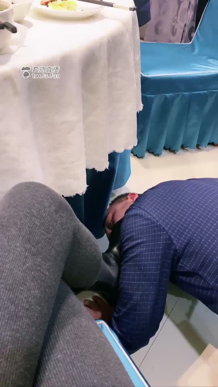 聚会吃饭狗子桌子底下伺候