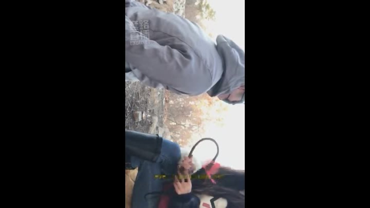 女主户外公园调狗